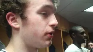 Michigan guard Zack Novak speaks after the Wolverines lose to Minnesota, 69-64