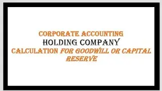 Part -4 Holding Company: Goodwill or Capital Reserve Practical Calculation