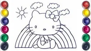 Beautiful Rainbow Hello Kitty Drawing for Kids, Painting & Coloring, Toddler's