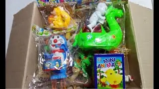 🐿️🎠 Mini Animal Toys ASMR Unboxing | Doraemon, Chick, Dragon & Baby Rider, Squirrel in Cotton Box 🎁✨