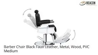 Barber Chair Black FauX Leather Metal Wood PVC Medium