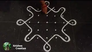 Easy sikku kolam, Kambi kolam | Melikala muggulu | 7x1 dots neli kolam | Beginners kambi kolam