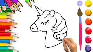 How To Draw cute Unicorn Drawing, Painting & Coloring For Kids and Toddlers_🌈🎨