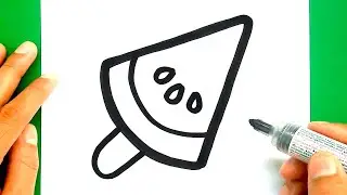 How to draw a cute Watermelon Ice cream, Draw cute things