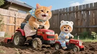 Mama Cat and Ginger kitten Build Their Own Mini Farm at Home 