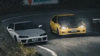Racing Tomoyuki In His Spoon Civic Type R At Happogahara Inbound Initial D 8 English #27