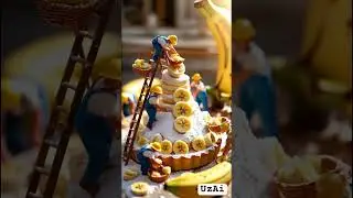 Tiny Workers Baking Banana Cakes! #TinyWorkers #MiniatureBaking #BananaCake #DessertArt #BakingMagic