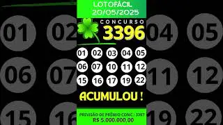 🍀Lotofacil | Lotofacil de Hoje | Resultado da Lotof&aacute;cil |  Concurso 3396 (20/05/2025)