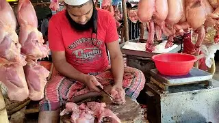 Live Chicken Cutting Skills in Bangladeshi Chicken Market || Fastest Chicken Cutting Skills