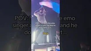 POV: You give the Emo singer a 🏳️&zwj;⚧️ flag and he does THIS to it&hellip; 😯🫢 #emo #lgbt #lgbtq #rockmusic