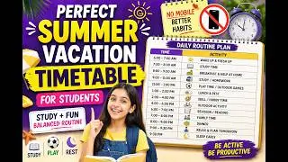 Summer Vacation Timetable/how spend time productively /Enjoying holidays/Parents guidance