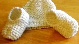 Cómo Tejer Boticas. Patucos y Gorro (2-2) How to Knit Baby Booties and hat 2 agujas/palitos (186)