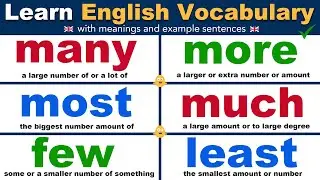 Learn English Vocabulary: How to use MANY, MORE, MOST, MUCH, FEW and LEAST (meanings + examples)