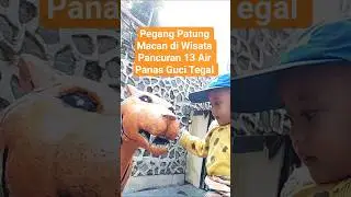 Pegang Patung Macan di Wisata Pancuran 13 Air Panas Guci Tegal