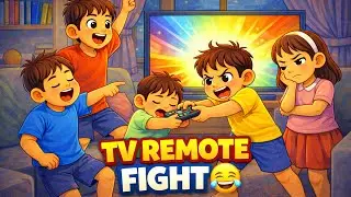Kids Fight Over TV Remote 😆 | Funny Story About Sleep Time