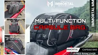 Immortal Multi-Function Capcule bag with free Rain Cover suitable for all motorcycle types.