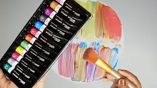 Mixing 12 Shades of Acrylic Paint into Ultra White Slime , #satisfying #makeup #slime #asmr #04