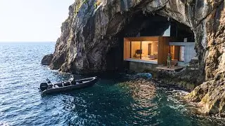 This man Built a SECRET HOUSE inside an COSTAL CAVE  — Building a house in the Remote Island (ASMR)