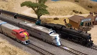 more N scale trainspotting of American trains at the jamboree 2023 of the GermaNTRAK club