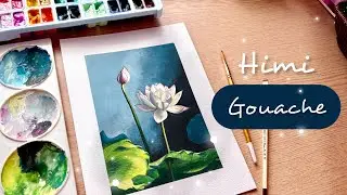 Water lily painting with himi jelly gouache / 112 colors / paint with me 🎨