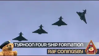 SO CLOSE! FOUR SHIP TYPHOON FORMATION INTO THE BREAK &bull; 12 SQUADRON RAF CONINGSBY