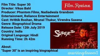 Film review writing || Film Review on Super 30 || Super 30 || Film review
