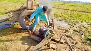 Peter Diesel Engine Starting with Four Man || Peter Diesel Engine working on Tubewell System