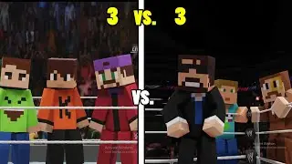 Jelly, Slogoman & Kwebbelkop vs. SSundee, Crainer & BiffleWiffle | WWE Minecraft Wrestling!!