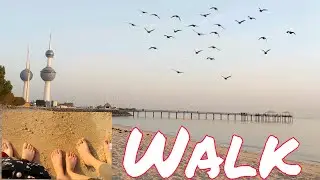 #Beach #Walking #KuwaitTower    Early walking at the seaside.