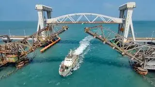 PAMBAN BRIDGE NEW . TRAIN JOURNEY. RAMESHWARAM 