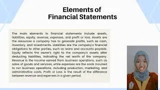Types of financial statements, elements of financial statements and benefits of financial statements