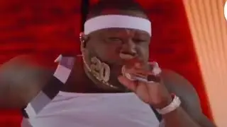 50 Cent upside down SuperBowl 2022