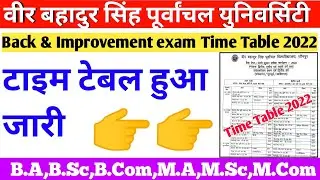 Vbspu time table|Vbspu Back paper time table 2022|Vbspu Improvement time table 2022|Vbspu News today