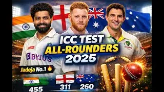 Top 18 ICC Test All-Rounders 2025📊 | Jadeja No.1#cricket #iccrankings #jadeja #icctestranking #2025