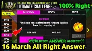 Free Fire Esports Ultimate Challenge Event Answer In Tamil 16 March 2021
