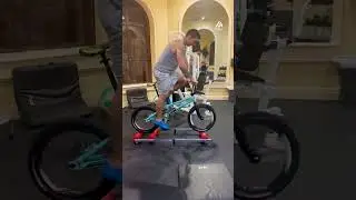 Biker Goes For A Sprint On Stationary Bike