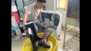 china shoes manufactuere, custom polished vintage effect, real leather tall boots, OEM, heel factory