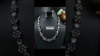 Traditional with Western look Oxidised Stone Choker Necklace Set with matching earrings #necklace