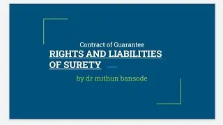 Rights and Liability of Surety #guarantee # contract_II