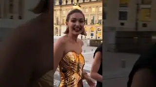 Gigi hadid backstage at the Vogue World Show in Paris.