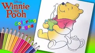 Disney Coloring Book Winnie the Pooh. Winnie Pooh drinking tea Colouring Pages For Kids