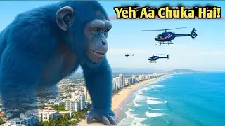 Blue Giant Chimpanzee Attacks the City | Epic Monster Movie।