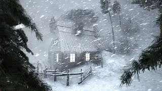 Relax to the Soothing Sounds of a Cold Wind & Snowstorm as You Sleep Peacefully in a Wooden House