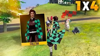 TESTEI O PODER DO PROTAGONISTA TANJIRO SOLO VS SQUAD!! FREE FIRE MOBILE