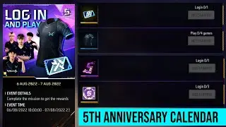 FREE T Shirt 5Th Anniversary Event Free Fire | 5Th Anniversary Calendar | Free Fire New Event