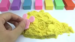 DIY How To Make Kinetic Sand Rainbow Human Face Heart Ice Cream - Learn Color For Kids