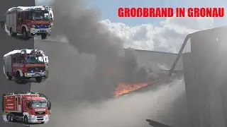 [Großbrand in Gronau] Lagerhalle der Firma Roller im Vollbrand -- O-Töne -- Einsatzfahrten -- uvm.