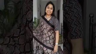 Ajrakh handblock printed pure Modal silk saree