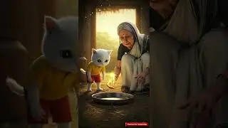 Grandmother and the cat fed the hungry alien #cat #grandmother #alien #shorts #catvideos