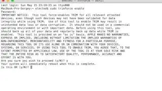 Активация TRIM SSD для MAC osx 10.10.4 и выше